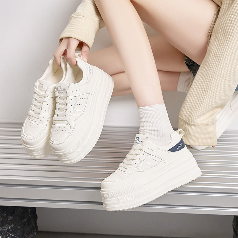 厚底真皮小白鞋女2026春季新款透气小个子松糕软底运动休闲板鞋女
