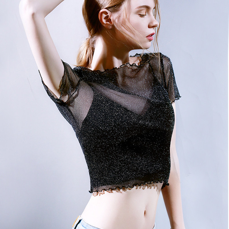 Half Jacobs Base coat Short sleeved Shayi 2019 Bright silk perspective Wood ear Lace Internal lap have cash less than that is registered in the accounts jacketin the Women's clothing/Boutique , Lace shirt/Chiffon shirt  category - from Buy2taobao.com to provide professional Taobao agent buy service