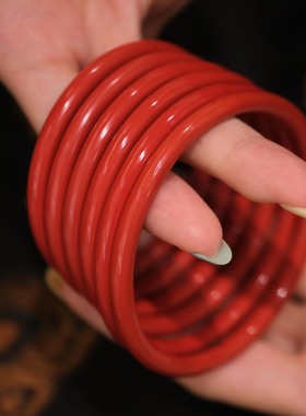 安之朱砂古风手镯圆条女