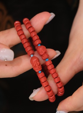 安之朱砂 无相佛珠手串女 搭配宝宝佛和绿度母 原创设计手链