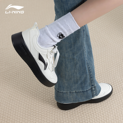 李宁板鞋女鞋初云2025新款时尚百搭休闲运动鞋软底小白鞋轻便学生