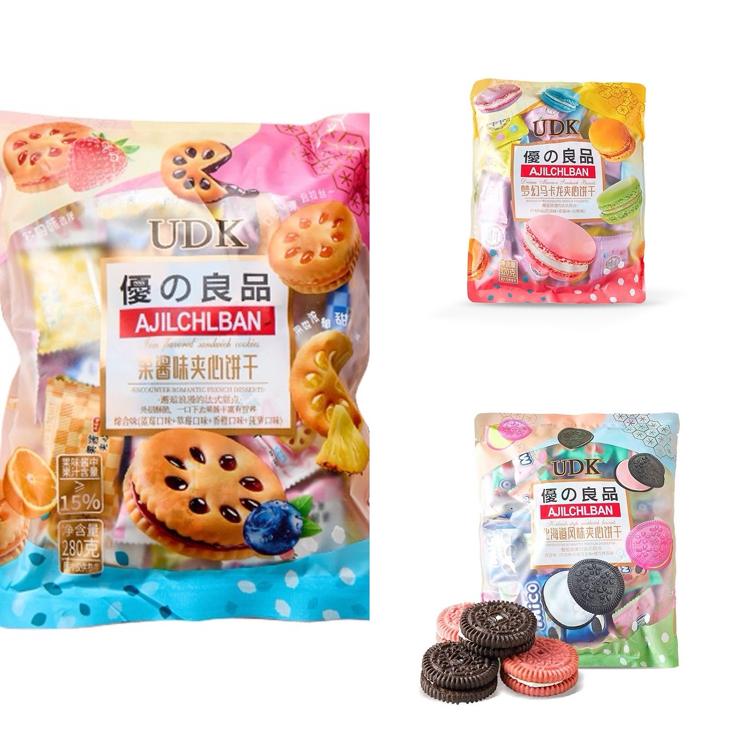 UDK优之良品果酱味夹心饼干马卡龙饼干办公休闲零食点心下午茶