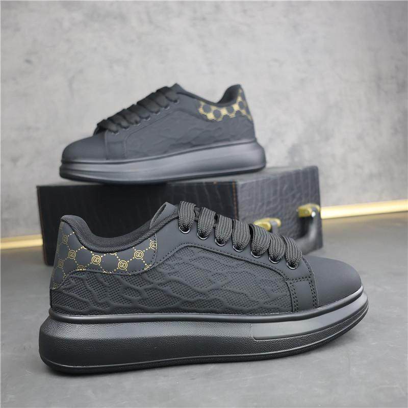 潮牌印花软底男鞋真皮厚底增高小白鞋男士百搭情侣休闲运动板鞋子,流行男鞋,帆布鞋,淘宝优惠券,粉丝福利购,淘宝优惠卷