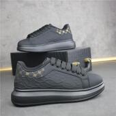 潮牌印花软底男鞋 子 百搭情侣休闲运动板鞋 真皮厚底增高小白鞋 男士