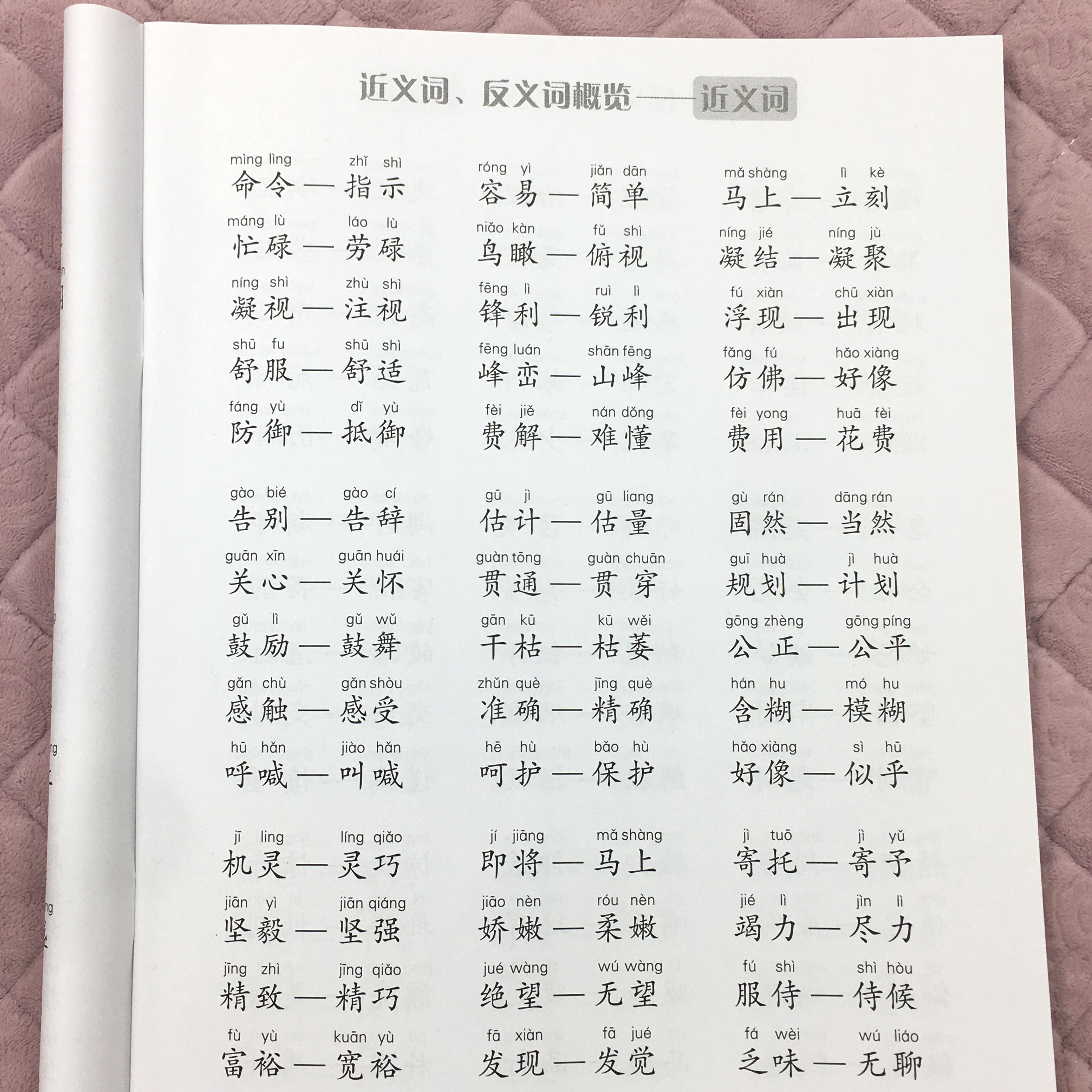 小学1-6年级近义词反义词二三四五六新人教部编版汇总专项练习本
