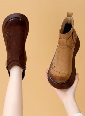 复古厚底经典勃肯短靴女2025秋冬新款增高时尚加绒舒适短靴大码41