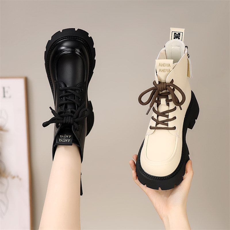 法式厚底时尚马丁靴女2025年秋冬新款二棉舒适配裙显脚小圆头短靴,女鞋,马丁靴,淘宝优惠券,粉丝福利购,淘宝优惠卷