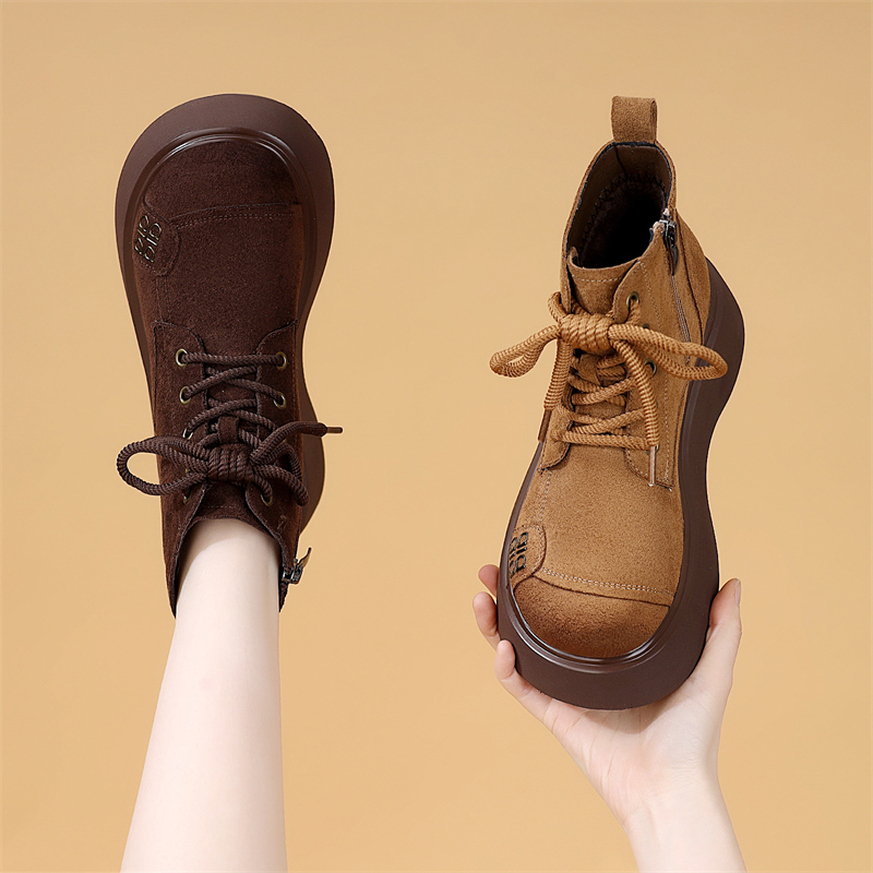 韩系厚底加绒舒适软底勃肯短靴