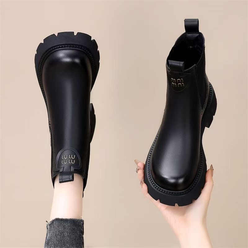 网红爆款烟筒靴女2025年秋冬新款英伦风切尔西松紧加绒显瘦马丁靴,女鞋,烟筒靴,淘宝优惠券,粉丝福利购,淘宝优惠卷
