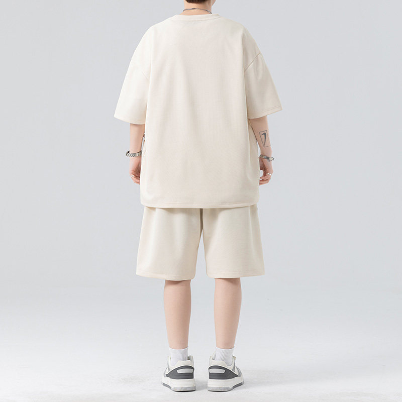 休闲运动套装男士夏潮牌刺绣袖一套搭配帅气衣服A155-YXTZ03-TP50,男装休闲套装,电商A155-1