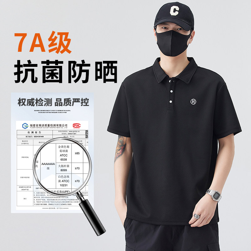GENIOLAMODE美式重磅翻领短袖polo衫男夏季2025新款拼接简约舒适图片