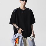 2025夏季男凉感透气宽松圆领短袖T恤潮流百搭上衣A155-CLT16-TP35，男装T恤，电商A155-1