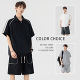 时尚短袖套装男2025夏韩版宽松青年帅气短袖短裤A155-DTZ02-TP68，男装牛仔裤，电商A155-1