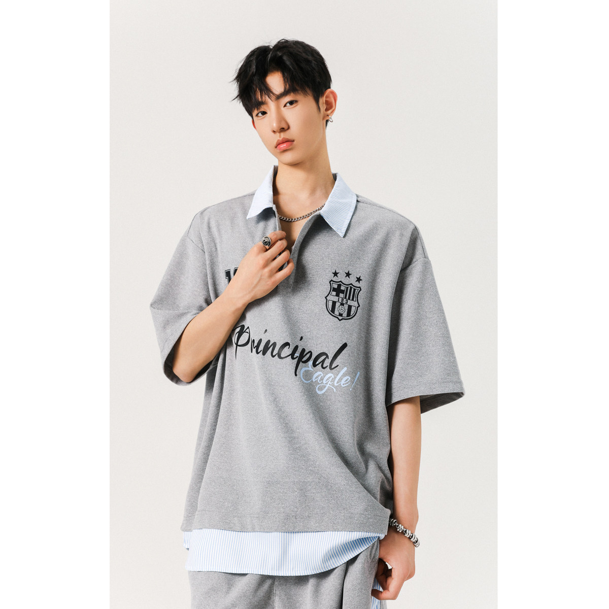 美式潮牌针织套装男2025夏季宽松短袖短裤套装潮A155-KLTZ02-TP62,男装牛仔裤,电商A155-1