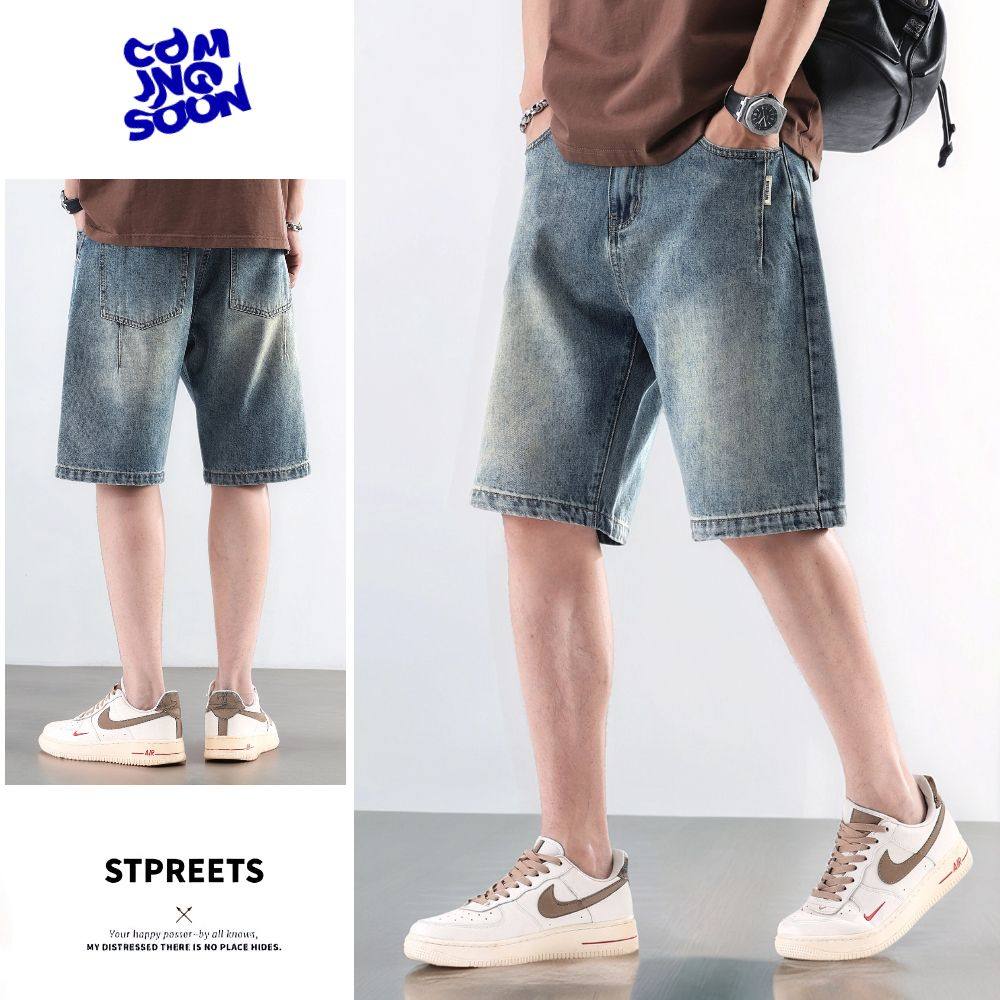 2025潮流男士夏季美式高街宽松复古水洗牛仔裤子A155-HC213-TP51，男装牛仔裤，电商A155-1