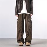 美式复古咖色阔腿工装裤男宽松休闲直筒垂感长裤A155-HC201-TP61，男装工装外套，电商A155-1