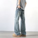 美式复古宽松直筒破洞牛仔裤男潮牌微喇夏季裤子A155-HC252-TP46，男装牛仔裤，电商A155-1