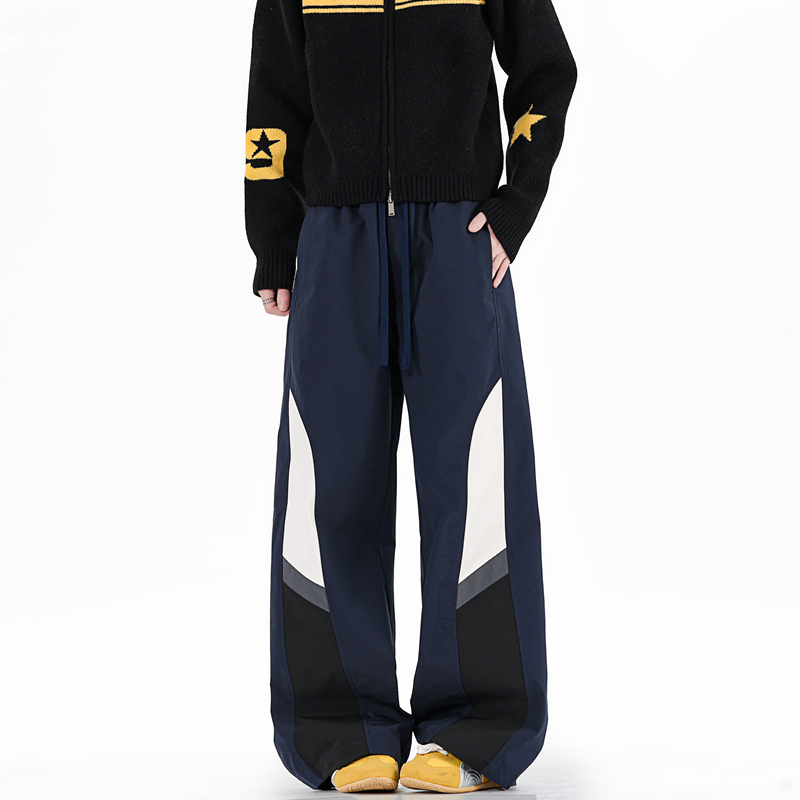 美式潮牌拼接休闲裤男士长裤秋季撞色弯刀裤时尚 A155-LK207-TP46