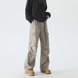 复古撞色工装牛仔裤男设计感休闲阔腿拖地长裤子A155-DX201-TP68，男装牛仔裤，电商A155-1