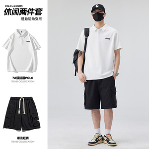 男士POLO衫套装夏5分裤子工装套装短袖T恤轻商务A155-BYTZ05-TP63