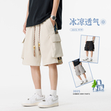 美式潮刺绣工装短裤夏男款休闲宽松五分裤大码A155-WD211-TP37，男装牛仔裤，电商A155-1
