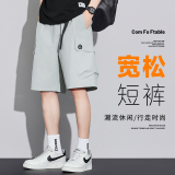 休闲运动工装五分短裤男夏宽松百搭潮流直筒中裤A155-YG204-TP49，男装休闲裤，电商A155-1
