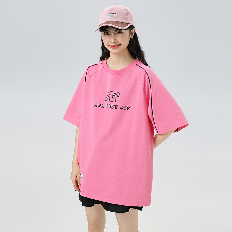 抖音流行字母印花条纹短袖T恤男夏季潮牌简约A155-XYT06-TP40,男装T恤,电商A155-1