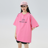 抖音流行字母印花条纹短袖T恤男夏季潮牌简约A155-XYT06-TP40，男装T恤，电商A155-1