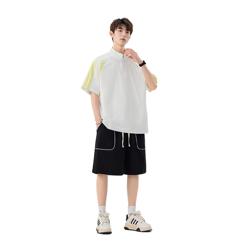 时尚短袖套装男2025夏韩版宽松青年帅气短袖短裤A155-DTZ01-TP65,男装牛仔裤,电商A155-1
