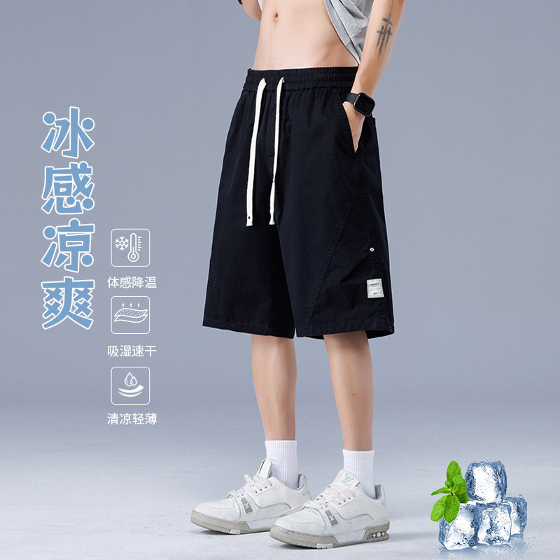 黑色工装休闲短裤男夏季宽松直筒运动五分裤子潮A155-WD214-TP45,男装牛仔裤,电商A155-1