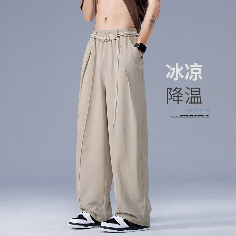 凉感裤子男夏薄款宽松垂感直筒速干长裤男运动裤A155-WD208-TP41,女装休闲裤,电商A155-1