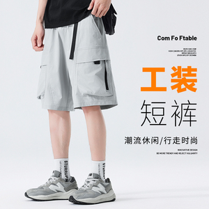休闲运动工装五分短裤男夏宽松百搭潮流直筒中裤A155-YG205-TP49,中胖穿衣服搭配图片图片