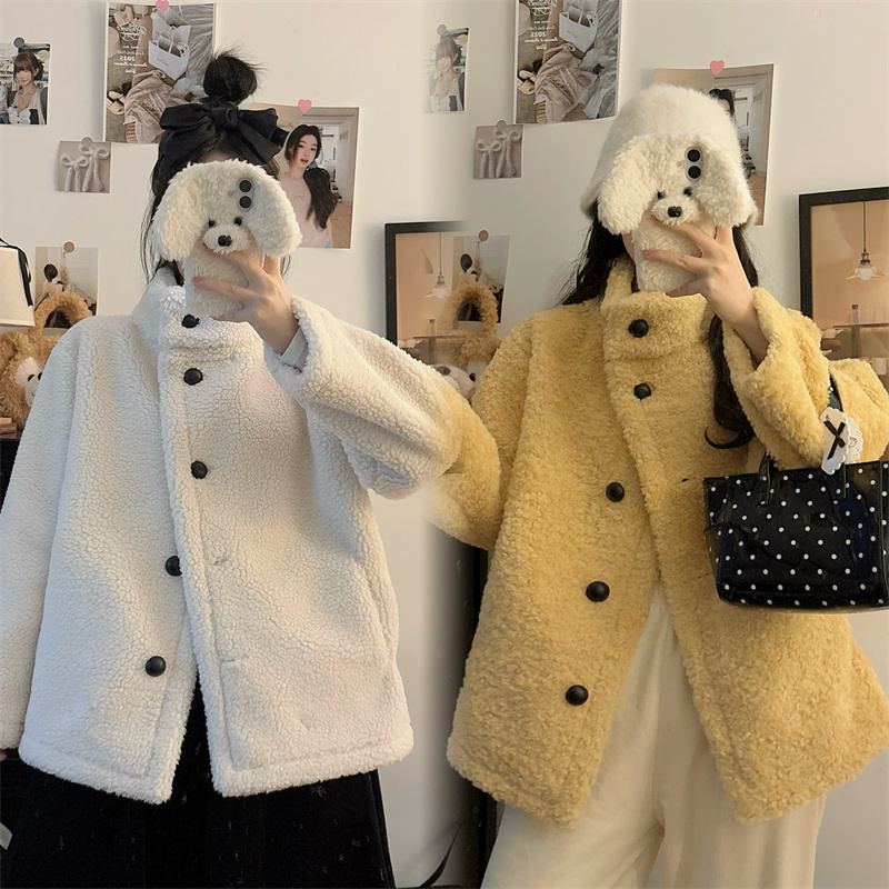 小矮个子145立领皮毛一体皮草女150宽松高级感毛毛外套大衣xs码秋