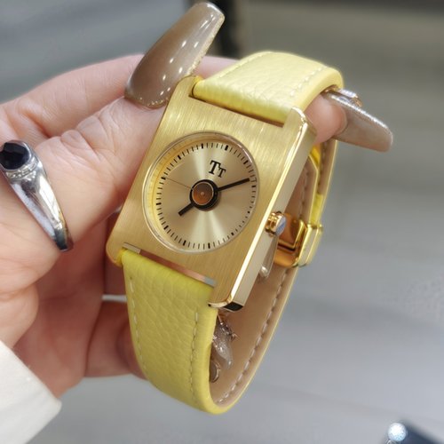 TT品牌正品方形中性风手表撞色拉丝精钢设计真皮石英女士腕表新款