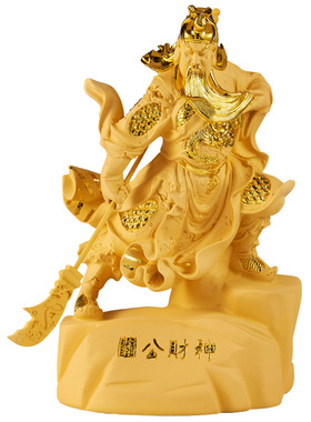 武关公佛像摆件沙金关二爷关羽家居办公室客厅装饰树脂工艺品