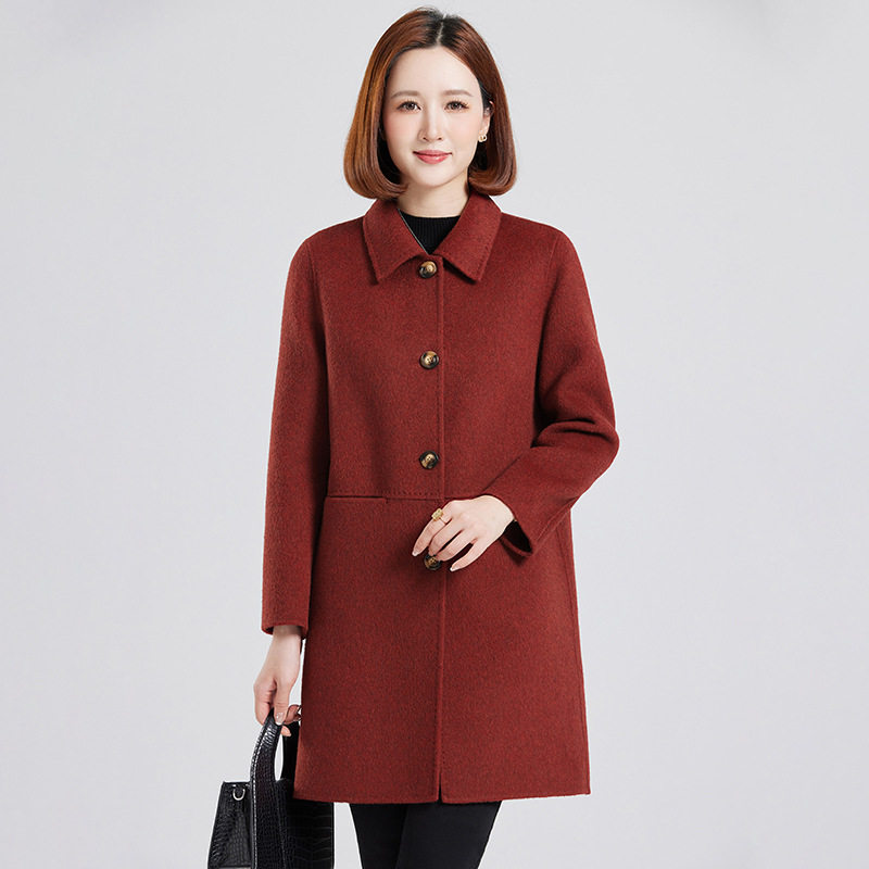 妈妈双面呢羊毛大衣女中老年复古气质显瘦羊毛呢外套保暖遮肚上衣,女装/女士精品,毛呢外套,淘宝优惠券,粉丝福利购,淘宝优惠卷