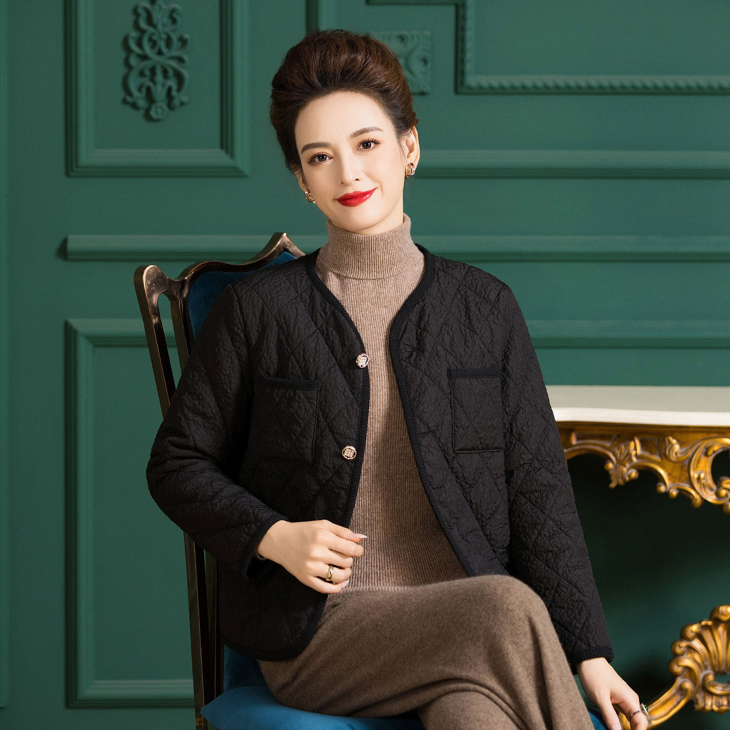 菱格棉衣女士秋冬季2026新款小个子洋气羊毛棉服外套内搭外穿开衫