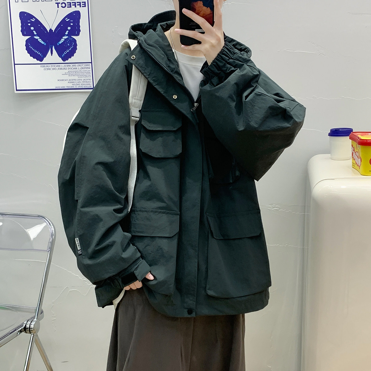 2024秋季夹克男港风大码潮流休闲外套青年棒球服A155-JK2207-P120,男装夹克,电商A155