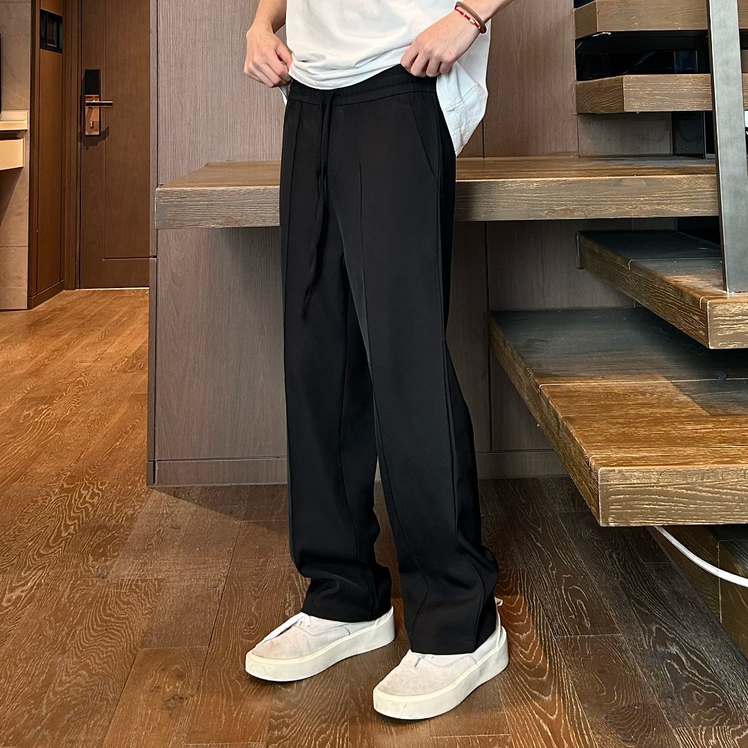 2024春季西裤男宽松大码直筒裤飘带垂感休闲长裤子A155-K01-TP35,男装休闲裤,电商A155