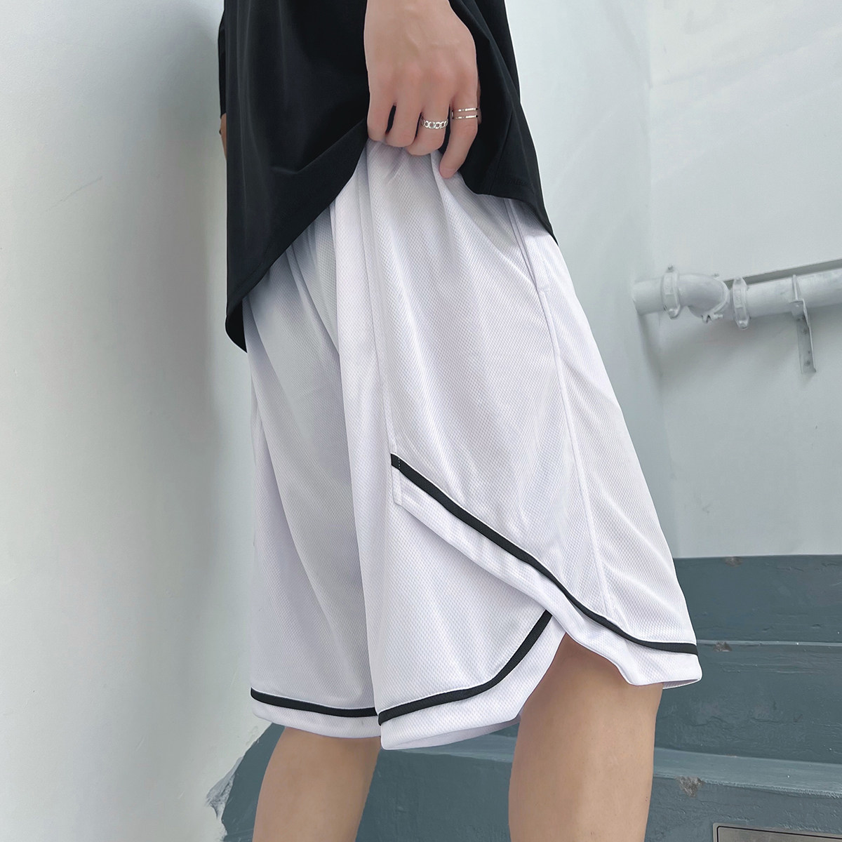 抖音得物光板短裤男冰丝速干透气直筒潮流五分裤A155-K2201-TP20,男装休闲裤,电商A155