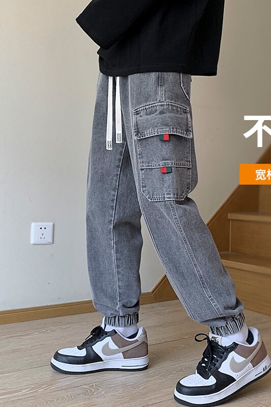 男士工装牛仔裤青少年运动休闲裤潮流宽松束脚裤A155-DDK23-TP56,男装休闲裤,电商A155