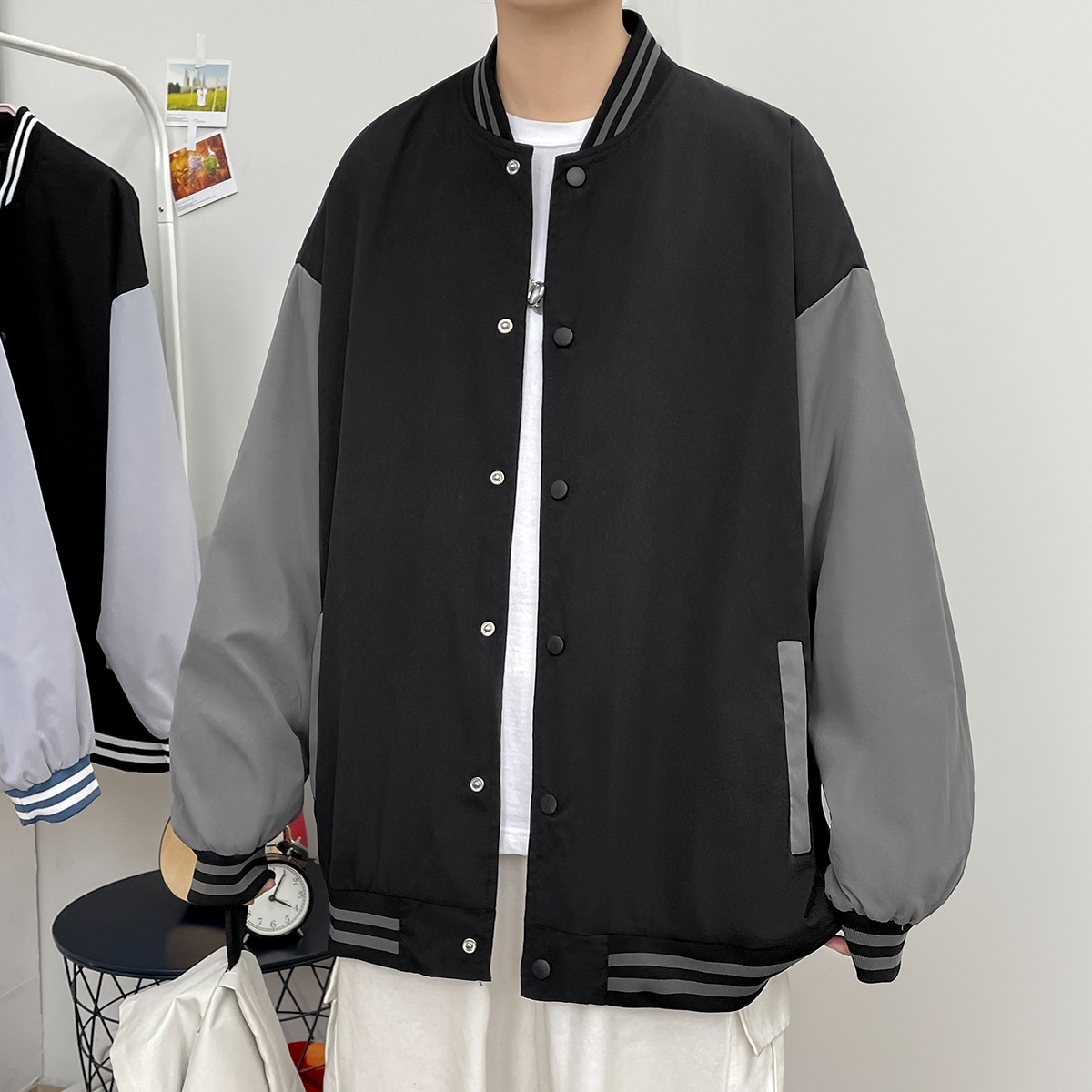 2024秋青少年夹克宽松大码潮流开衫外套男棒球服 A155-JK803-TP40图片