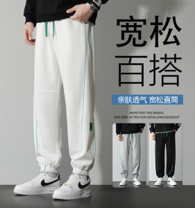2024春季纯棉卫裤男字母刺绣裤子日系潮牌休闲裤A155-CDK02-TP53