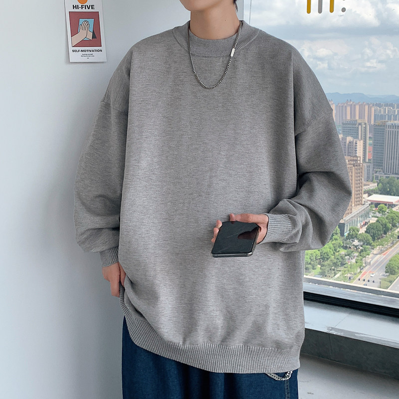2023秋季毛衣男宽松大码套头休闲圆领针织衫简约 A155-MY01-TP35图片