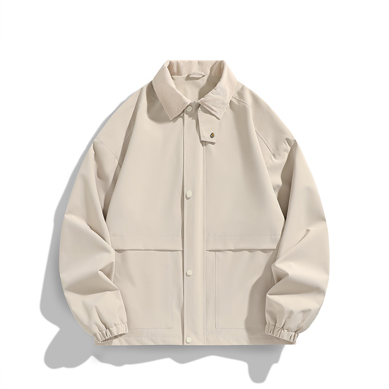 2024春季夹克男港风休闲纯色外套户外冲锋衣简约A155-MJK410-TP68，男装夹克，电商A155