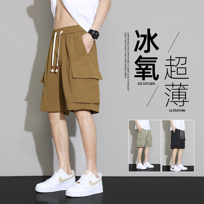 2024夏天休闲短裤男生夏季薄款冰丝中裤五分裤子A155-YGK03-TP41,男装休闲裤,电商A155