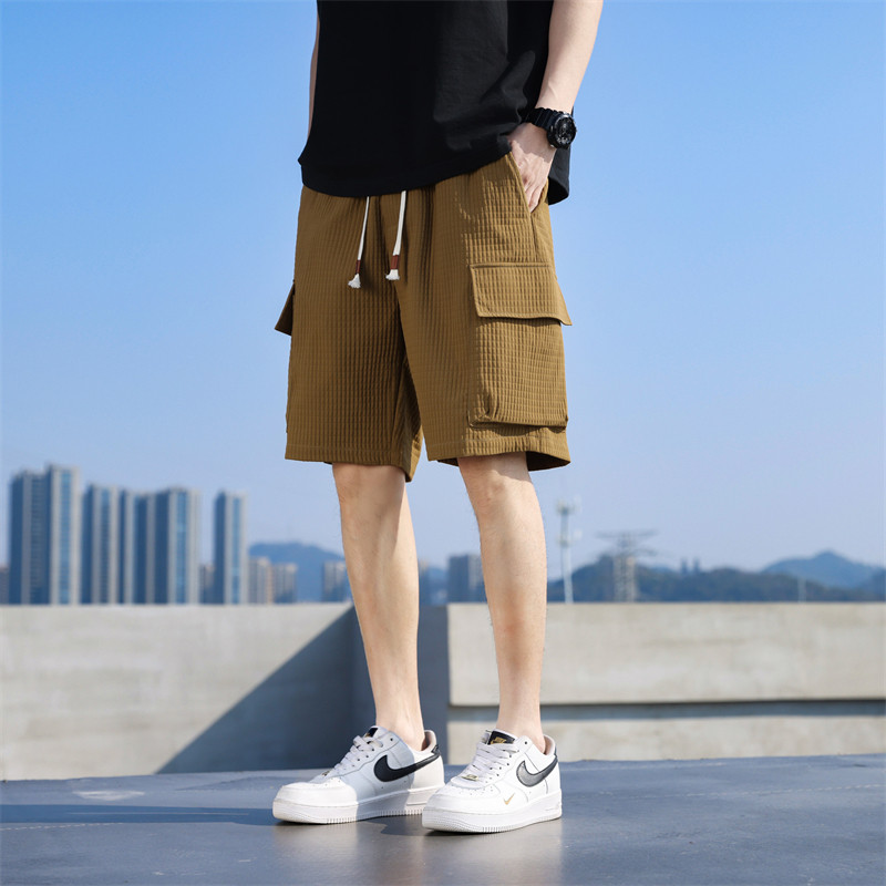 2024夏天休闲短裤男生夏季薄款冰丝中裤五分裤子A155-YGK03-TP41,男装休闲裤,电商A155