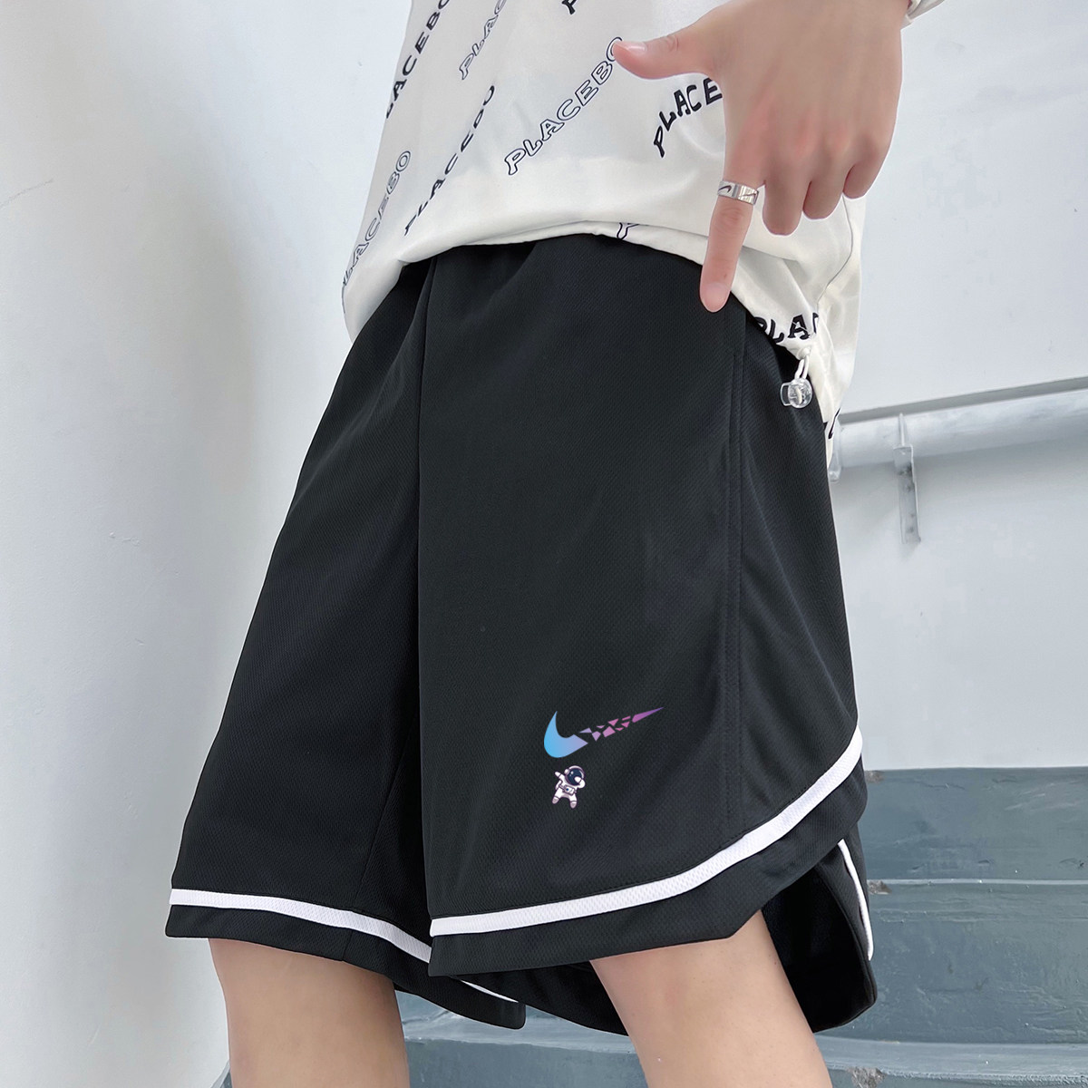 2024夏季冰丝短裤男士五分裤宽松大码港风休闲速干A155-K2280-P25,男装休闲裤,电商A155