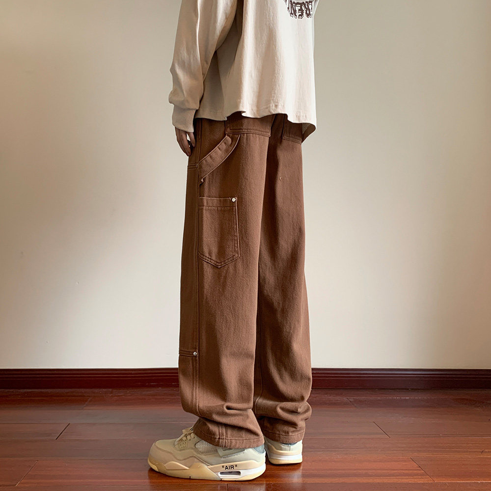 抖音伐木裤工装牛仔裤港风宽松直筒休闲裤子A155-XK03-TP60,男装牛仔裤,电商A155