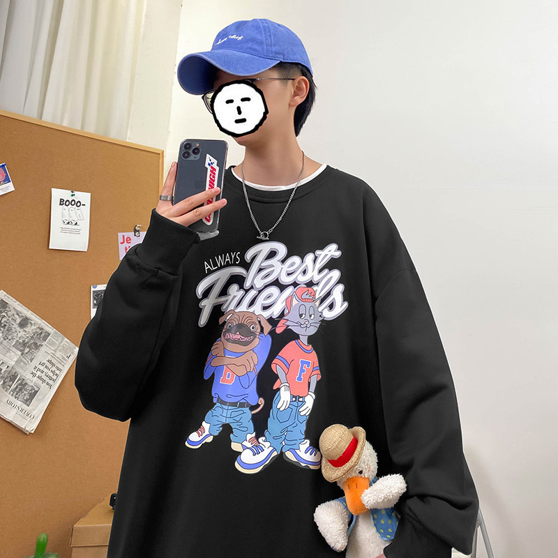 2024秋季卫衣男宽松大码潮流休闲套头上衣情侣卫衣A155-W510-P35,男装卫衣,电商A155